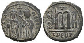 Phocas ve Leontia. MS 602-610. AE follis, 11.1gr, 28.3mm