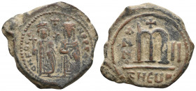 Phocas with Leontia, 602 - 610 AD AE Follis, Theoupolis 11.4gr 29.2mm