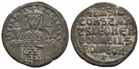 Basil I the Macedonian, with Constantine and Leo VI. 867-886. Æ Follis 6.4gr 25.2mm
