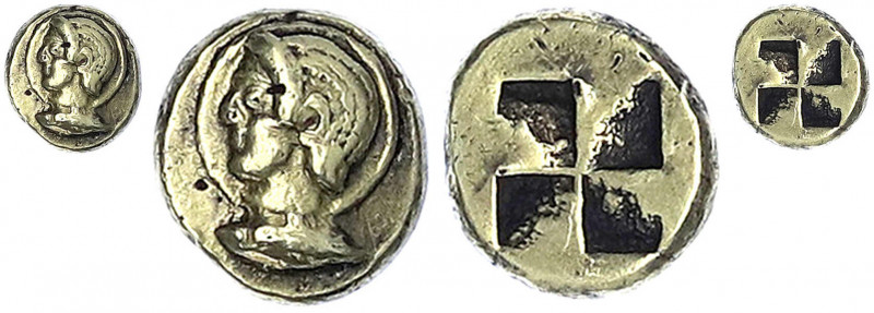 Mysien
Kyzikos
Hekte ELEKTRON 550/450 v. Chr. Ephebos-Kopf auf Diskus, darunte...