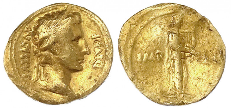 Kaiserzeit
Augustus, 27 v. Chr. - 14 n. Chr
Aureus 11/10 v. Chr. Lugdunum. Bel...