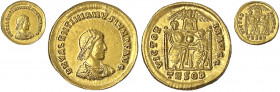 Kaiserzeit
Valentinianus II., 375-392
Solidus 379, Thessalonica, 2. Offizin. 4,53 g.
vorzüglich/Stempelglanz, winz. Kratzer, Prachtexemplar
Exempl...