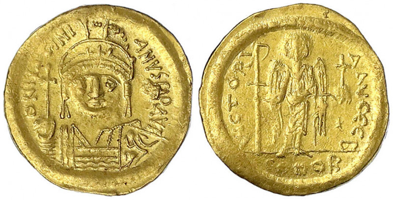 Kaiserreich
Justinian I., 527-565
Solidus 527/565, Constantinopel, 2. Offizin....