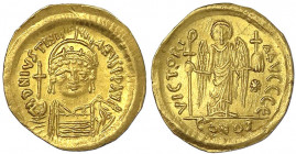 Kaiserreich
Justinian I., 527-565
Solidus 527/565, Constantinopel, 5. Offizin. 4,36 g.
vorzüglich/Stempelglanz, Kratzer am Rand, Prachtexemplar, Se...