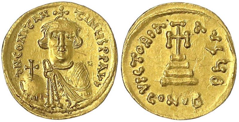 Kaiserreich
Constans II., 641-668
Solidus 644/645, Constantinopel, 9. Offizin....