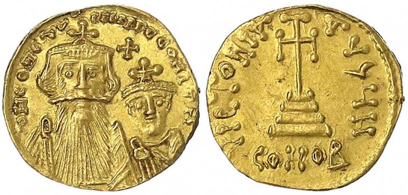 Kaiserreich
Constans II., 641-668
Solidus 654/659, Constantinopel, 8. Off. 4,4...