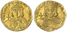 Kaiserreich
Leo III. und Constantin V. 720-741
Solidus 720/741. Brb. Leo/Brb. Constantin. 4,44 g.
vorzüglich/Stempelglanz, Prachtexemplar. Ratto 17...