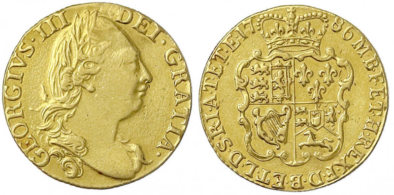 Grossbritannien
George III., 1760-1820
Guinea 1786. Fourth laur. Head. 8,28 g....