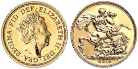 Grossbritannien
Elisabeth II., seit 1952
1 Pfund (Sovereign) 2016. 7,99 g. 917/1000.
BU. Seaby SC10.