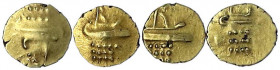 Indien-Lots
4 diverse Gold-Fanams von Travankur, Cochin, etc. Zusammen 1,51 g.
alle vorzüglich