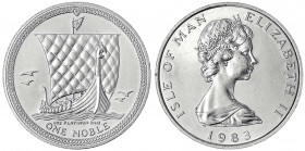 Insel Man
Elisabeth II., seit 1952
1 Noble PLATIN 1983 Wikingerschiff. 1 Unze fein.
kleine Kratzer, fast Stempelglanz. Krause/Mishler 110. Schön 12...