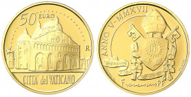 Italien-Kirchenstaat
Franziskus I., seit 2013
50 Euro 2017. Päpstliche Heiligtümer: Basilikades hl. Antonius in Padua. 15,00 g. 917/1000. In Origina...