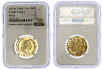 Italien-Neapel u. Sizilien
Karl III. von Bourbon, 1734-1759
6 Dukati 1755, Neapel. Im NGC-Blister mit Grading AU 55.
selten. Friedberg 843. MIR 331...
