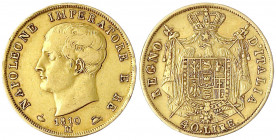 Italien-unter Napoleon
Napoleon I., 1804-1814
40 Lire 1810 M. 12,90 g. 900/1000.
sehr schön, kl. Randfehler. Krause/Mishler 12. Friedberg 5.