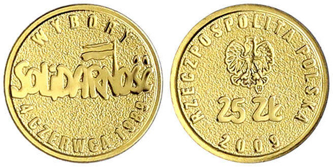 Polen
Republik, seit 1989
25 Zlotych 2009. Gewerkschaft Solidarnosc. 1 g. 900/...