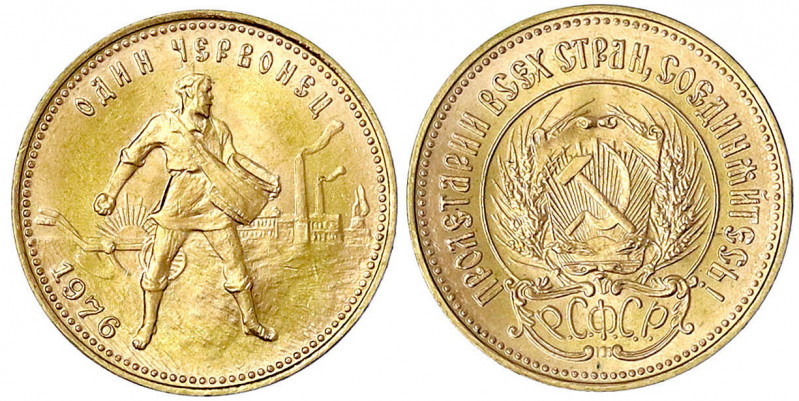 Russland
Sowjetunion (UdSSR), 1922-1991
Tscherwonez (10 Rubel) 1976. 8,60 g. 9...