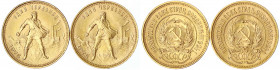 Russland
Sowjetunion (UdSSR), 1922-1991
2 X Tscherwonez (10 Rubel) 1976. Je 8,60 g. 900/1000.
vorzüglich, kl. Randfehler. Parch. 287d. Friedberg 16...
