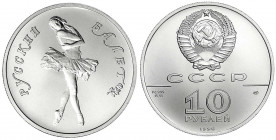 Russland
Russische Republik, seit 1991
10 Rubel PALLADIUM 1990, Russisches Ballett. 15,55 g. 999/1000. In Originalschatulle mit Zertifikat.
Stempel...