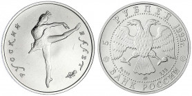 Russland
Russische Republik, seit 1991
5 Rubel PALLADIUM 1993, Russisches Ballett. 7,78 g. 999/1000. In Originalschatulle mit Zertifikat.
Stempelgl...