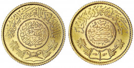 Saudi-Arabien
Al-Mamlakat Al-Arabiyat As-Saudiya, 1932-1953
Guinea AH 1370 = 1950. 7,99 g. 917/1000.
Stempelglanz. Friedberg 1. Krause/Mishler 36.
