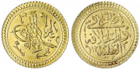 Türkei/Osmanisches Reich
Mahmud II., 1808-1839 (AH 1223-1255)
Tam Surre AH 1223, Jahr 16 = 1824, Darül-Hilafe (Istanbul). 1,59 g. 830/1000.
prägefr...