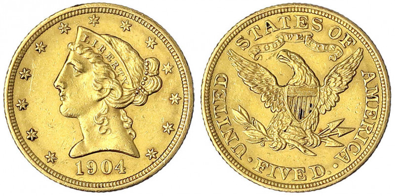 Vereinigte Staaten von Amerika
Unabhängigkeit, seit 1776
5 Dollars 1904, Phila...