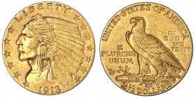 Vereinigte Staaten von Amerika
Unabhängigkeit, seit 1776
2 1/2 Dollars 1913, Philadelphia. Indian Head. 4,18 g. 900/1000.
gutes sehr schön. Krause/...
