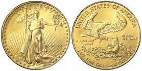 Vereinigte Staaten von Amerika
Unabhängigkeit, seit 1776
50 Dollars (1 Unze Feingold) 1986. Liberty. 33,93 g. 917/1000.
Stempelglanz. Krause/Mishle...