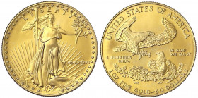Vereinigte Staaten von Amerika
Unabhängigkeit, seit 1776
50 Dollars (1 Unze Feingold) 1987. Liberty. 33,93 g. 917/1000.
Stempelglanz. Krause/Mishle...