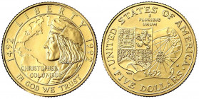 Vereinigte Staaten von Amerika
Unabhängigkeit, seit 1776
Set mit 5 Dollars 1992, Kolumbus. 8,36 g. 900/1000, 1 Dollar Silber und 1/2 Dollar Cu/Ni. I...