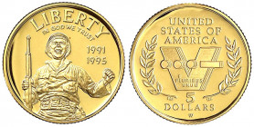 Vereinigte Staaten von Amerika
Unabhängigkeit, seit 1776
Set mit 5 Dollars (1993), 2.Weltkrieg. 8,36 g. 900/1000, 1 Dollar Silber und 1/2 Dollar Cu/...