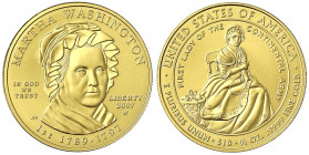 Vereinigte Staaten von Amerika
Unabhängigkeit, seit 1776
10 Dollars der First Spouse Serie 2007, West Point. Martha Washington. 15,55 g. 999/1000. I...
