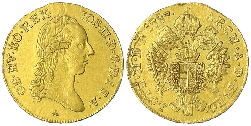 Haus Habsburg
Josef II., 1780-1790
Dukat 1787 A, Wien. 3,43 g.
sehr schön, Dr...