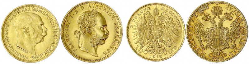Haus Habsburg
Franz Joseph I., 1848-1916
2 Stück: 10 Corona 1912 und Dukat 191...