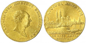 Bayern
Maximilian I. Joseph, 1806-1825
Rheingold-Dukat 1821. Mit Ansicht von Speyer. 3,47 g.
sehr schön/vorzüglich, sehr selten. AKS 42. Jaeger 116...