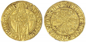 Brandenburg-Franken
Friedrich V., 1495-1515 und 1536
Goldgulden o.J. Schwabach. 3,31 g.
sehr schön/vorzüglich, Schrötlingsriss am Rand. Friedberg 3...