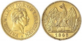 Brandenburg-Preußen
Friedrich Wilhelm IV., 1840-1861
Doppelfriedrich d´or 1848 A, Berlin. 13,31 g.
vorzüglich/Stempelglanz, kl. Randfehler, schöne ...
