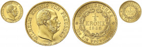 Brandenburg-Preußen
Wilhelm I., 1861-1888
1/2 Krone 1868 A. 5,55 g. Seltener Jahrgang.
feiner Stempelglanz, kabinett, äußerst selten in dieser Erha...