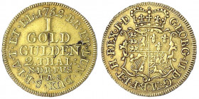 Braunschweig-Calenberg-Hannover
Georg II., 1727-1760
Goldgulden (2 Thaler) 1752 IAS. Wertangabe/Wappen. 3,26 g.
sehr schön. Welter 2520. Friedberg ...