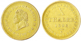 Braunschweig-Calenberg-Hannover
Georg IV., 1820-1830
10 Taler 1828 B. 13,20 g.
sehr schön. AKS 26. Friedberg 1158. Jaeger 108.