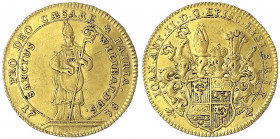 Eichstätt, Bistum
Johann Anton II. von Freyberg, 1736-1757
Dukat 1738. Hl. Willlibald stehend. 3,47 g.
gutes sehr schön. Cahn 121. Friedberg 910.