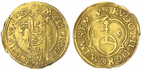 Hamburg-Stadt
Goldgulden 1589. Mit Titel Rudolf II. 3,16 g.
fast sehr schön. Gaedechens 274. Friedberg 1094.