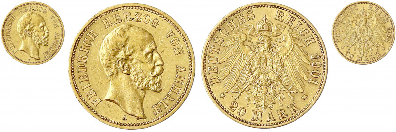 Anhalt
Friedrich I., 1871-1904
20 Mark 1901 A. vorzüglich, winz. Randfehler. J...