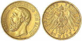 Baden
Friedrich I., 1856-1907
20 Mark 1894 G. vorzüglich. Jaeger 189.