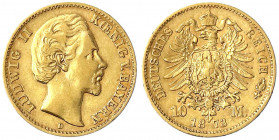 Bayern
Ludwig II., 1864-1886
10 Mark 1873 D. sehr schön. Jaeger 193.