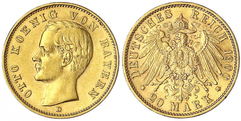 Bayern
Otto, 1886-1913
20 Mark 1900 D. sehr schön. Jaeger 200.