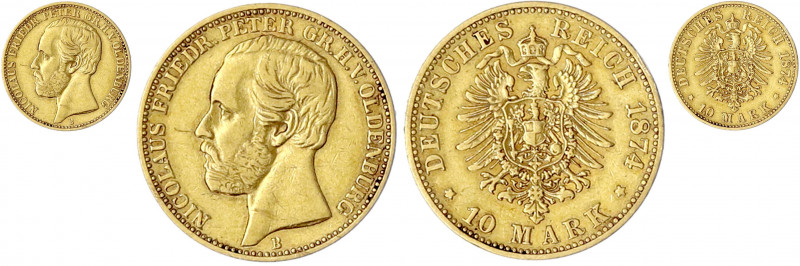 Oldenburg
Nicolaus Friedrich Peter, 1853-1900
10 Mark 1874 B. sehr schön, kl. ...