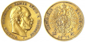 Preußen
Wilhelm I., 1861-1888
10 Mark 1872 C. sehr schön, kl. Randfehler. Jaeger 242.