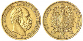Preußen
Wilhelm I., 1861-1888
20 Mark 1872 A. sehr schön/vorzüglich. Jaeger 243.