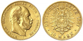 Preußen
Wilhelm I., 1861-1888
10 Mark 1877 C. gutes sehr schön. Jaeger 245.